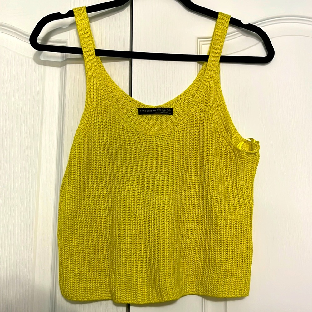 Cropped Knit Tank Top in Yellow